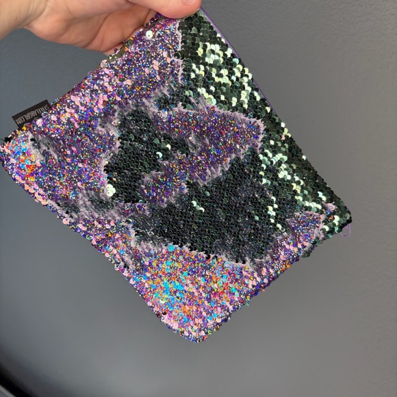 Stylelab Flip Sequins Teal & Purple Pouch - Picture 1 of 5